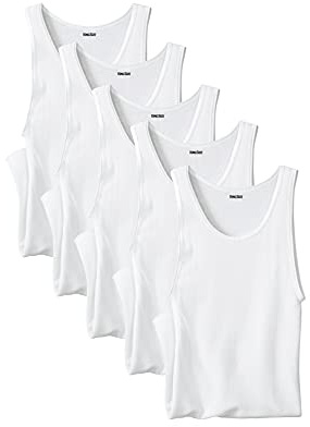 KingSize Men's Big & Tall 5-Pack Ribbed Cotton Tank Undershirt - 6XL, White