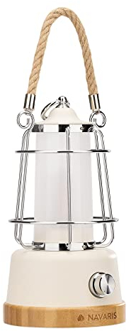 Navaris LED-Laterne aufladbar - Oudoor & Indoor Lampe mit Akku - tragbare Tischlampe kabellos dimmbar - Campinglampe mit Farbtemperaturwechsel