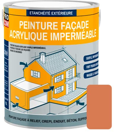 Peinture façade PROCOM crépi, façade à relief, imperméabilisation et protection des façades - Durable jusqu'à 10 ans 2.5 litres