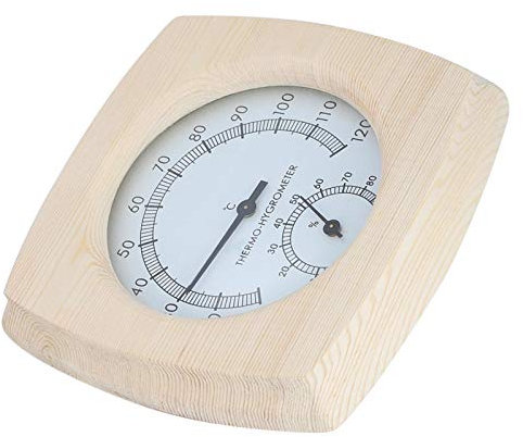 Kuuleyn Termometro per Sauna, Termostato per Sauna, Orologio per Sauna, Termoigrometro in Legno Termometro Igrometro per Bagno Accessorio per Sauna