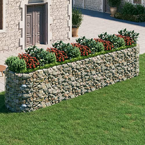 ZEYUAN Gabionen-Hochbeet, Kräuterspirale, Hochbeet Im Garten, Pflanzkübel, Pflanzsteine, Verzinktes Eisen 500x100x100 cm