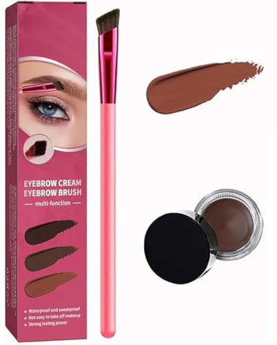 4d Cepillo De Cejas Ultrafino Crema Para Cejas, Pomada Para Cejas De Larga Duración Con Pincel, Pincel Profesional Cuadrado Para Maquillaje De Cejas, Set Multifunción De (Light brown)
