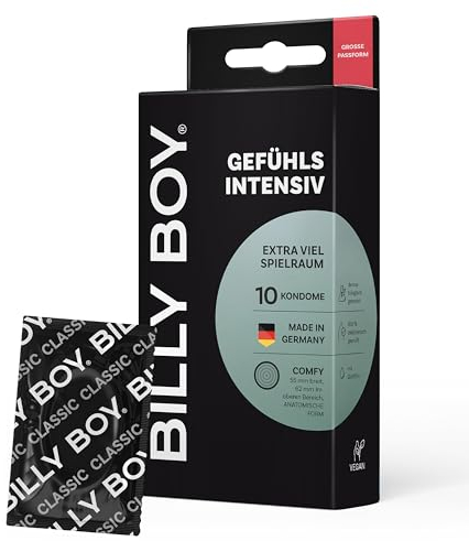 BILLY BOY Kondome Gefühlsintensiv 10er | 55-62mm im oberen Bereich | Kondome mit mehr Freiraum (1x10 Stück)