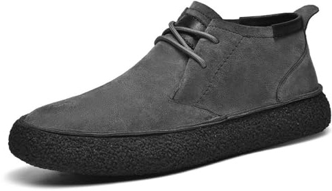 JiuQing Stivaletti Chukka da Uomo Stivaletti da Lavoro Casual in Pelle Scamosciata Comode Scarpe Basse Stringate,Grigio,40 EU