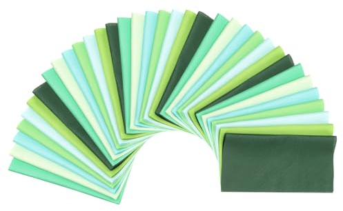 PATIKIL Bomullstygpaket, 35 st 10 x 10 cm feta kvartal enfärgade förskurna tygrutor för sömnad lappverk quiltning gör-det-själv-hantverk, grön