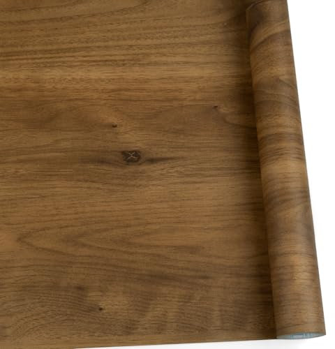 Abyssaly Papel pintado autoadhesivo con efecto de madera para muebles, rollo de plástico de madera de roble oscuro, papel tapiz marrón para escritorio, encimera de cocina, alféizar de ventana, 40 cm x