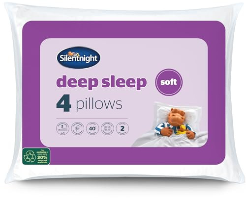 Silentnight Soft Deep Sleep Pillows 4 Pack | Soft Support Pillows Designed for Stomach Front Sleepers Hypoallergenic and Machine Washable | Pack of 4