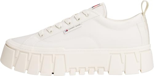 Tommy Jeans Donna Sneakers con Suola Alta Chunky con Suola Spessa, Avorio (Ivory), 37