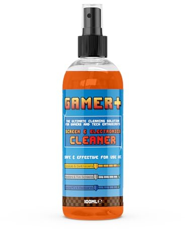 Gamer +, Screen Cleaner - Streak-Free Spray for Gaming Monitors, TVs, Laptops, Consoles, Controllers, Keyboards, Smartphones & Tablets - Removes Dust, Smears & Fingerprints - 100ml