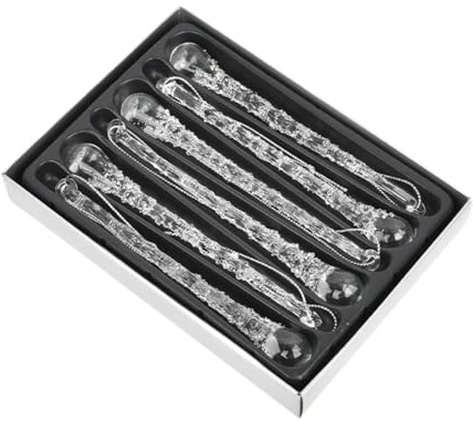 TISHITA 6 Adornos de Carámbanos de Cristal Reutilizables para Chimeneas Navideñas de año Nuevo
