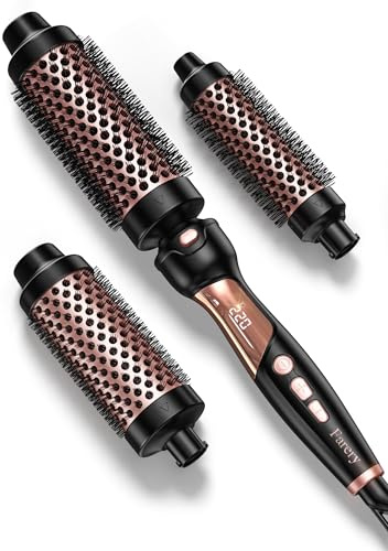 Farery Ferro arricciacapelli Thermal Brush, 9 temperature Spazzole calde per capelli medio-spessi e grossolani, spazzola calda in ceramica a riscaldamento rapido, testine sostituibili a doppia