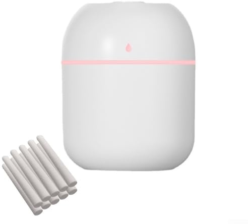 Zilimontt Humidificateur portable en forme de goutte d'eau silencieux avec USB de bureau et technologie d'atomisation d'air pour la maison et le bureau, comprend 10 cotons-tiges (blanc)