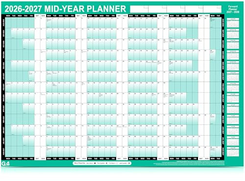 2026-2027 Academic Wall Planner Calendar – A1 Large 85cm x 58cm Laminated Year Planner with Stickers & Dry Wipe Pen – Reusable Wall Calendar for Home, Office, School, Teachers & Students