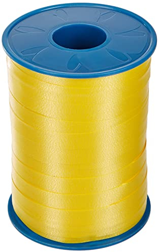 PRÄSENT PATTBERG Geschenkband gelb, 250 Meter Ringelband 10 mm zum Basteln, Dekorieren & Verpacken von Geschenken zu jedem Anlass, 2549-605, 250-m-Spule 10 mm