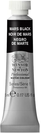 Winsor & Newton Acuarela Profesional - Pintura de Acuarela, Alta Luminosidad, Resistente a la Luz, Calidad de Archivo, Tubo de 5ML, Color Negro De Marte