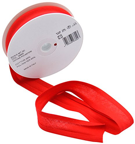 Inastri Trimz Polycotton Bias Binding Tape - 25mm x 20m Roll - 35% Cotton 65% Polyester Single Fold Bias Tape for Sewing and Quilting – Red