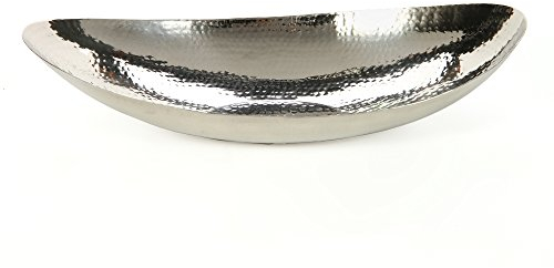 Hosley 13.5 Inch Hammered Stainless Steel Oval Bowl Ideal for Orbs and Dry Potpourri as Well as Ball Candles Great for Weddings and Special Events O4