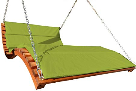 ALEOS. Design Hollywoodliege Doppelliege Hängeliege Schaukelliege Aruba-Lounger-GRÜN aus Holz Lärche (ohne Gestell)