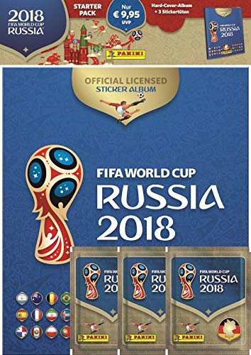 Panini 709951 FIFA World Cup Russland 2018 Sammelsticker Starter Set, Hard Cover Album und 3 Booster