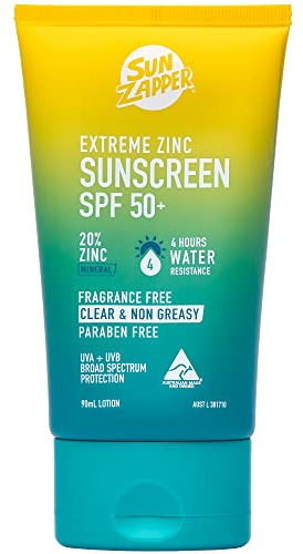 Sun Zapper Extreme Zinc Crème solaire 90 ml SPF 50+ 20% oxyde de zinc Protège contre les rayons UVA et UVB