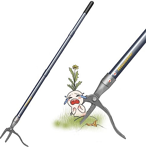 hisucbetter Extractor de malezas, herramienta extractora de malas hierbas hecha con mango de metal de 52 pulgadas y cabeza de garra de acero inoxidable resistente, herramientas de jardinería de mango