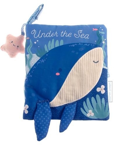 Stephen Joseph, Soft Fabric Book, Soft Activity Baby Book - 6 Sensory Filled Pages, Sensory Toys for Babies and Toddlers, Sea