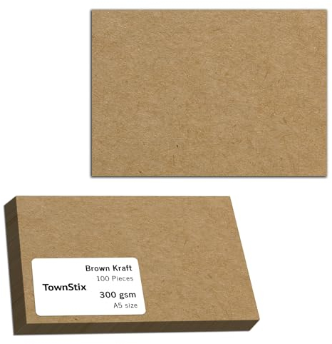 100 Blatt, 300g - Kraftpapier A5, Kartonpapier Fotokarton Tonkarton Pappe Braun Karton