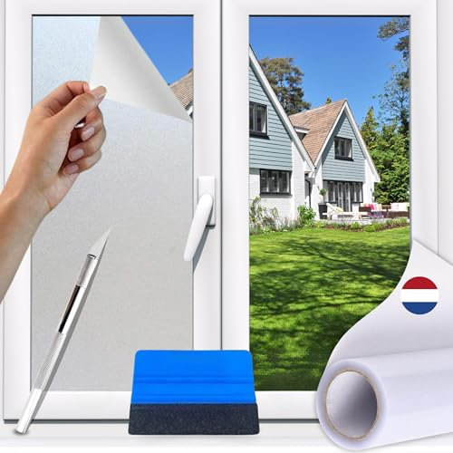 Perfect Cover Pellicola Finestra Privacy con Spatola, AntiGraffio Adesivi Oscuranti per Vetri Finestre, Anti UV, Opaca, Adesivi per Finestre per Bagno, Cucina, Ufficio, Casa (60x300)