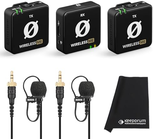 Rode Wireless ME Dual Microphone Radio System + 2 x Lavalier II Lapel Microphone + Keepdrum Microfibre Cloth
