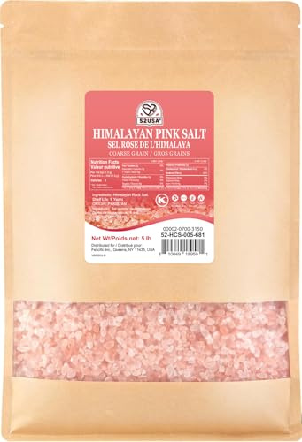52USA Himalayan Pink Salt, Coarse Grain, 80 oz (5 Pound), Pink Himalayan Sea Salt, Sea Salt for Grinder Refill, Kosher Salt