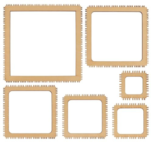 BENECREAT Kit de Telar de Madera de Álamo de 6 tamaño, Telar de Tejido Cuadrado para Bricolaje, Telar de Tapiz para Colgar, Decoración, Tapiz Tejido, Manualidades de Punto