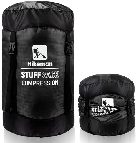 HIKEMAN Compression Stuff Sack for Sleeping Bag - Lightweight Compression Bag,Water-Resistant Sleeping Bag Stuff Sack for Camping Outdoor Hiking Backpacking Travelling (Black, XXL)