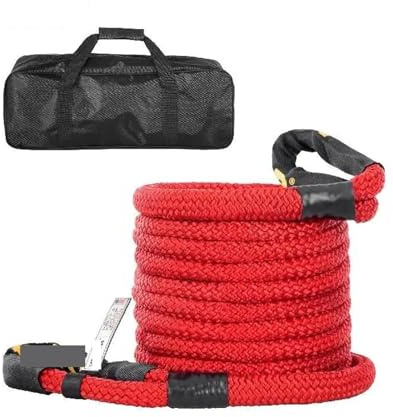 Corda di traino di recupero, resistente, in nylon, doppia intrecciata, con passanti e manicotti protettivi per camion, ATV, UTV (13.290 kg, nero)