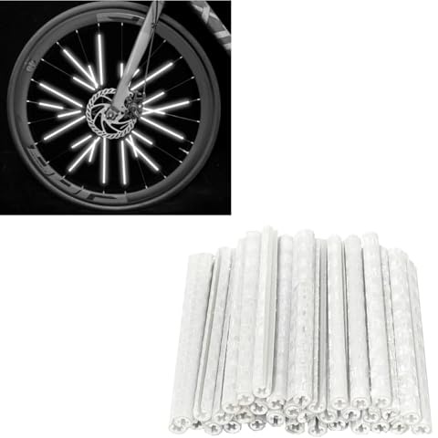 catazer Bike Spoke Reflectors, Bike Reflective Strips for 360°Visibility Easy Install Night Safety 36 Pcs Spoke Reflectors for Road Mountain Kids Bikes (White)