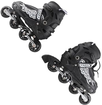 Fafeims Slitstarka Inlines för Inomhus/utomhus med Justerbara Säkerhetsspännen för Barn, Lättviktsblå/svart Storlek S/M/L (L)