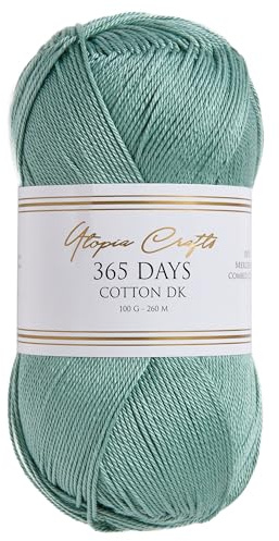 Utopia Crafts 365 Days Mercerised Combed Cotton DK Yarn for Knitting & Crochet (Forest Green, 100g)