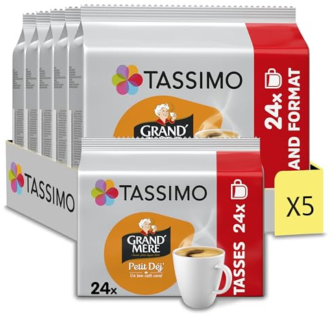 Tassimo, 120 Dosettes Café Petit Dej Grand'Mère | Compatibles avec les machines TASSIMO, 120 cafés, 5 packs de 24 dosettes