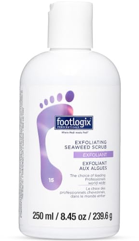 Footlogix – skalning av tång och mild peeling utan irritation; med organiska mikroalger, eteriska oljor och polerad pimpsten; jämnar ut fötter, ben och kropp – för pedikyr, massage – 240 ml