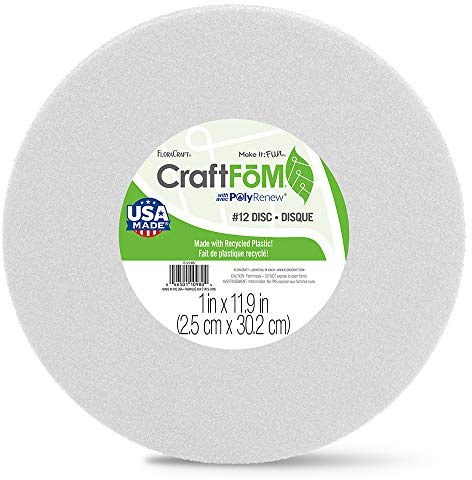 FloraCraft CraftFōM Disc 1 Inch x 11.9 Inch White