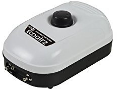 EcoPlus ECOair2 Adjustable Air Pump 126 GPH - 3 Watt with Two Outlets, Grey/Black