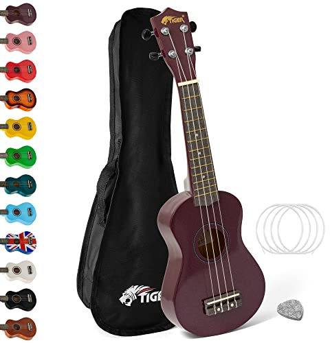 Tiger UKE7-PP Sopran Ukulele mit Tasche - für Anfänger - Violett