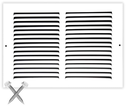 12x8 Return Air Vent Cover Grille for Baseboard Duct Opening - 7/8 Margin Turnback Flush Fit Vent Cover Air Grill by HVAC - White - Overall Size: 13.75 x 9.75