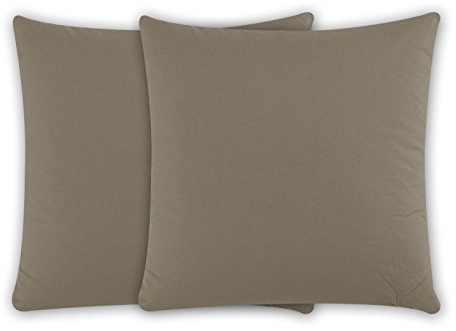 Class Home Collection 2er Set Kissenbezug 80x80 Renforce Baumwolle Taupe