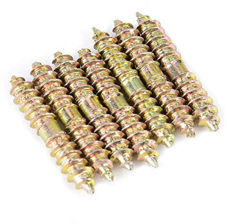 20Pcs 5x30mm Dowel Screw, Iron Double Ended Screw Zinc Plating Self-Tapping Thread Screw for Industrial Woodworking
