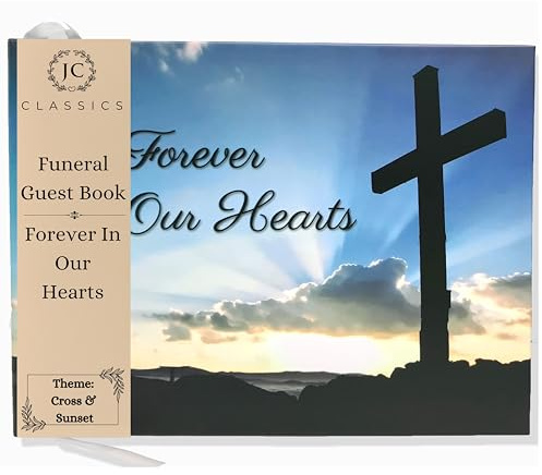 Funeral Guest Book | Memorial Guest Book | Guest Book for Funeral Hardcover | Guestbook for Sign in, Celebration of Life Memorial Service | Funeral Guest Sign Book with Memory Table Card Sign Included