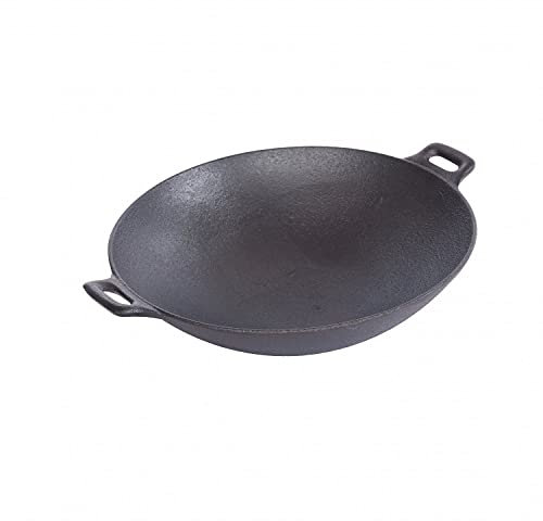 Oypla 30cm Cast Iron Non Stick Wok Skillet Frying Cooking Pan