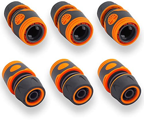 SoundZero 6 pièces Raccords d'arrosage Rapides Ensemble pour Tuyau d'arrosage 1/2 Tuyau Rapides Raccord Raccord Rapide d'extrémité Raccords pour Le Début du Tuyau, Raccordement Rapide et Facile