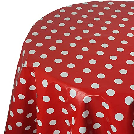 Wachstuch Wachstischdecke Tischdecke Größe wählbar Punkte Rot Rund 80 cm abwaschbar Gartentsichdecke