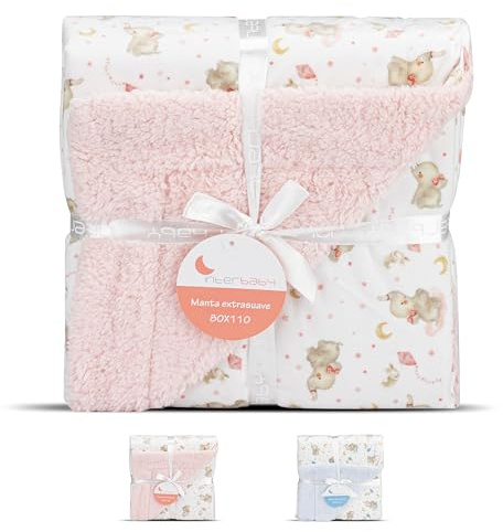 Copertina Neonato Elefante rosa in tessuto Sherpa