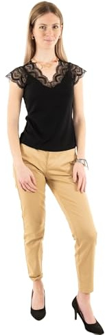 Morgan Camiseta manga corta con encaje Negro L